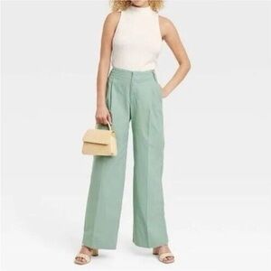WJ2. NWT. A New Day Women's High-rise Wide Leg Pants - Green Size 18